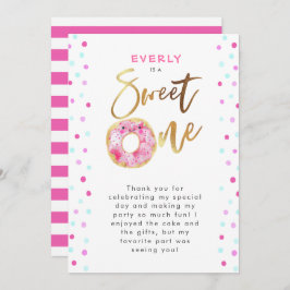 ピンク·ドーナツの誕生日パーティー サンキューカード