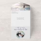 ピンク&ネイビーシークレットローバードフォレスト庭園の結婚式 オールインワン招待状 (外側)