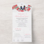 ピンク&ネイビーシークレットローバードフォレスト庭園の結婚式 オールインワン招待状 (内側)