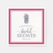 ピンク&ネイビーパイナップルブライダルシャワー スタンダードカクテルナプキン (正面)