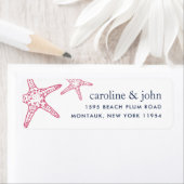 ピンク&ネイビーヒトデ差出人住所 ラベル (インサイチュ)