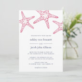 ピンク&ネイビーヒトデ結婚式招待状 招待状 (スタンド正面)
