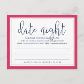 ピンク&ネイビーブライダルシャワーデイトナイトカード アドバイスカード (正面)