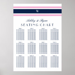 ピンク&ネイビーブルー12テーブル座席表 ポスター