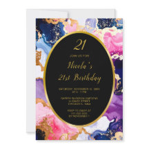 ピンク+ネイビーブルー+ゴールドインクの誕生日パーティー