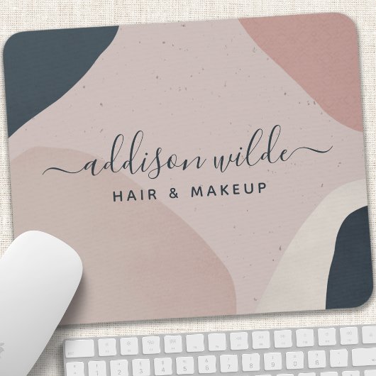 ピンク ネイビーブルー モダン 抽象的な 形 ニュートラル マウスパッド