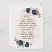 ピンク ネイビーブルー 花 席次表 カード (正面)