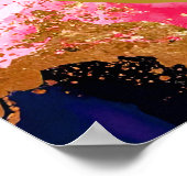 ピンク、ネイビーブルー、金ゴールドインク誕生日パーティー ポスター (角)