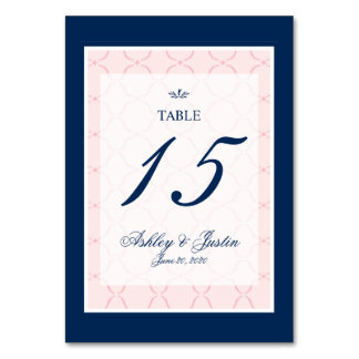 ピンク、ネイビー伝統的ブ結婚ルーのテーブル番号 テーブルナンバー