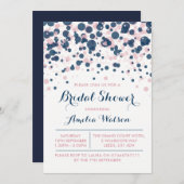 ピンク&ネイビー紙吹雪ブライダルシャワーの招待 招待状 (正面/裏面)