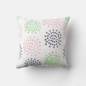 ピンク ネイビー グリーン 花柄 水彩 モノグラム クッション (裏面)