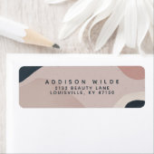 ピンク ネイビー ブルー 抽象的な 形 戻り先住所 ラベル (インサイチュ)