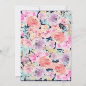 ピンク ネイビー ヴィンテージ フラワーベイビーシャワー 招待状 (裏面)