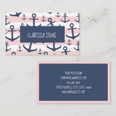 ピンク·ネー航海のビーブルー·いかり·パターン 名刺 (正面/裏面)