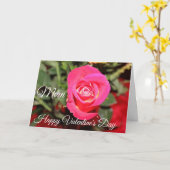 ピンク ハイブリッド ローズ ハッピー バレンタインズ デー ママ カード (黄色い花)