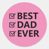 ピンク・ハッピー父親の日のシール ラウンドシール (正面)