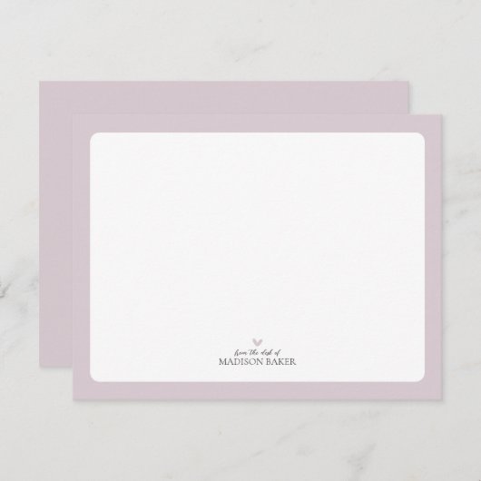 ピンク |ハートシンプルひなパーソナライズされた形 ノートカード (正面/裏面)