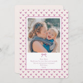 ピンク、ハート背景、母の日の写真カード、 招待状 (正面/裏面)
