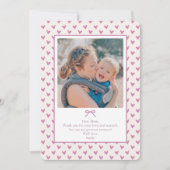 ピンク、ハート背景、母の日の写真カード、 招待状 (正面)