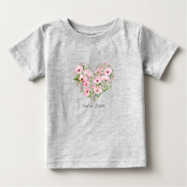 ピンク ハート フラワー ベビーTシャツ