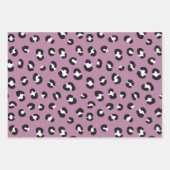 ピンク、バイオレット、ブルーシックヒョウ印刷 ラッピングペーパーシート (正面3)