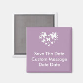 ピンク・バタフライ・ハートで日付磁石を保存 マグネット (正面/裏面)