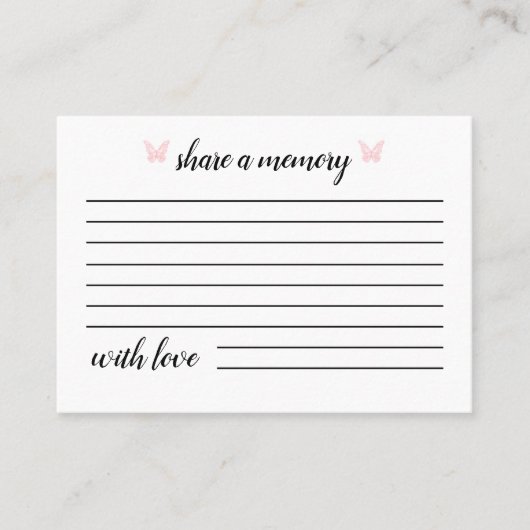 ピンク・バタフライ |共有Aメモリカード 名刺 (正面)