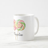 ピンク バナナ 黄色 ライム グリーン キャンディ コーヒーマグカップ (正面右)