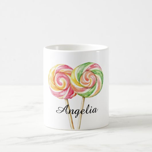 ピンク バナナ 黄色 ライム グリーン キャンディ コーヒーマグカップ (中央)