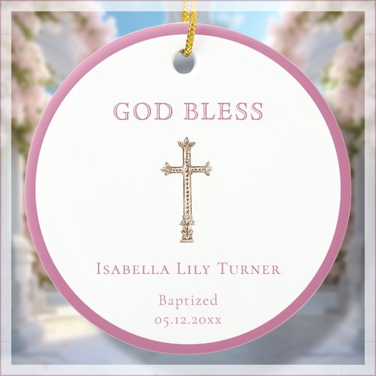 ピンク |バプテスマ記念セラミックオーナメント セラミックオーナメント