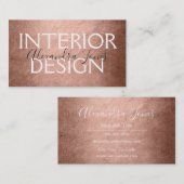 ピンク&バラゴールドフォイルメタル内装デザイン 名刺 (正面/裏面)