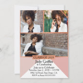 ピンク&バラゴールドフォイル卒業パーティーお祝い 招待状 (裏面)