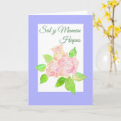 ピンク・バラズマザーズ・デイ・カード:ウェルシュ挨拶 カード (黄色い花)