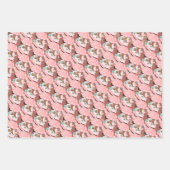 ピンク+バラヴィンテージブラックサンタクロースのクリスマス ラッピングペーパーシート (正面3)