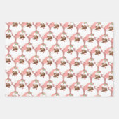 ピンク+バラヴィンテージブラックサンタクロースのクリスマス ラッピングペーパーシート (正面)