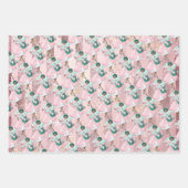 ピンク+バラヴィンテージブラックサンタクロースのクリスマス ラッピングペーパーシート (正面3)