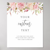 ピンク、バラ金ゴールドカスタムフローラ結婚文字徴候 ポスター (正面)