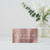 ピンク&バラ金ゴールドグリッタースパークル美容師 名刺 (スタンド正面)