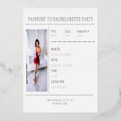 ピンク&バラ金ゴールドパスポートバチェロレッテ 箔招待状 (裏面)