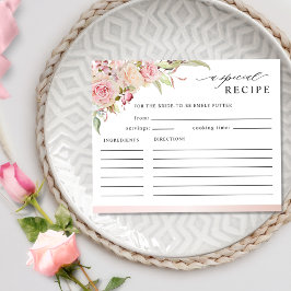 ピンク、バラ金ゴールドフローラブライダルシャワーレシピカード