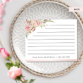 ピンク、バラ金ゴールドフローラブライダルシャワーレシピカード