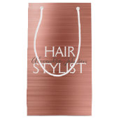 ピンク&バラ金ゴールドブラシ付きメタル美容師 スモールペーパーバッグ (正面)