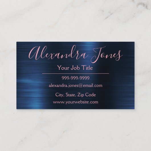 ピンク&バラ金ゴールドブラシ付きメタル美容師 名刺 (裏面)