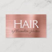 ピンク&バラ金ゴールドブラシ付きメタル美容師 名刺 (正面)