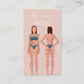 ピンク&バラ金ゴールドブラッシュドメタルマッサージセラピストB 名刺 (正面)