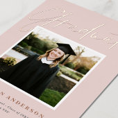 ピンク+バラ金ゴールド写真卒業のお知らせ 箔招待状