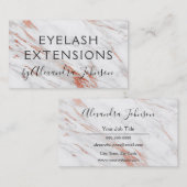 ピンク&バラ金ゴールド大理石まつ毛エクステンション 名刺 (正面/裏面)