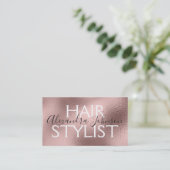 ピンク&バラ金ゴールド金属箔美容師 名刺 (スタンド正面)