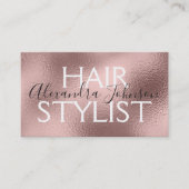 ピンク&バラ金ゴールド金属箔美容師 名刺 (正面)