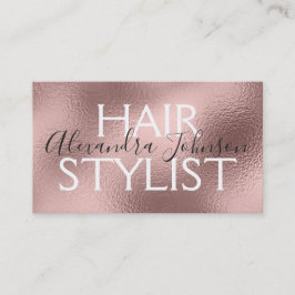 ピンク&バラ金ゴールド金属箔美容師 名刺